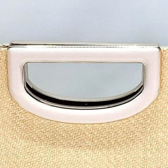 kate spade Alexia Straw Crossbody Clutch White Handbag 12x8 Retired Cottage